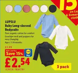 Lidl LUPILU Baby Long-sleeved Bodysuits offer