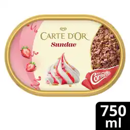 Iceland Carte D'or Sundae Strawberry Ice Cream Tub 750 ml offer