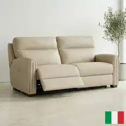 Costco Nicoletti Atlanta Beige Leather Power Reclining Large 2 Seater Sofa offer