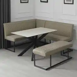 Costco Indus Valley Arden Ceramic Dining Table With Taupe Corner Bench & Low Bench offer