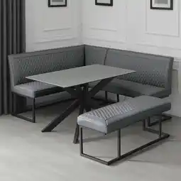Costco Indus Valley Arden Ceramic Dining Table With Grey Corner Bench & Low Bench offer