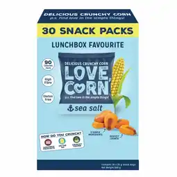 Costco Love Corn Sea Salt Snack Packs, 30 x 20g offer