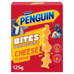 Iceland McVitie's Penguin Bites Baked Snack Crackers Cheese Flavour 125g offer