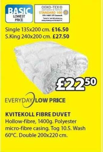 JYSK Kvitekoll Fibre Duvet offer