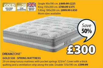 JYSK Gold S30 Spring Mattress offer