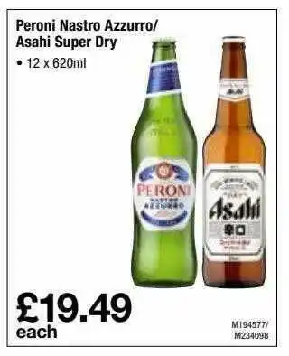 Makro Peroni Nastro Azzurro Asahi Super Dry offer