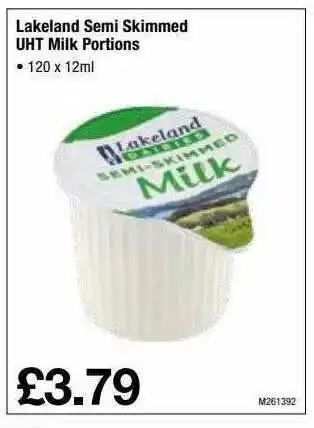 Makro Lakeland Semi Skimmed Uht Milk Portions offer