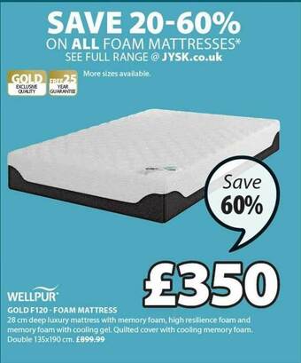 JYSK Gold F120 Foam Mattress offer
