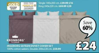 JYSK Ingeborg Sateen Duvet Cover Set offer
