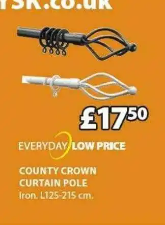 JYSK County Crown Curtain Pole offer