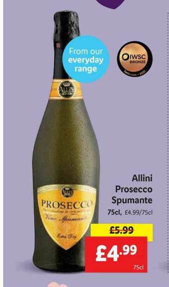 Lidl Allini Prosecco Spumante offer