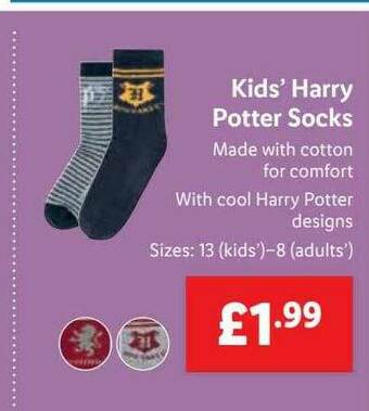 Lidl Kids Harry Potter Socks offer