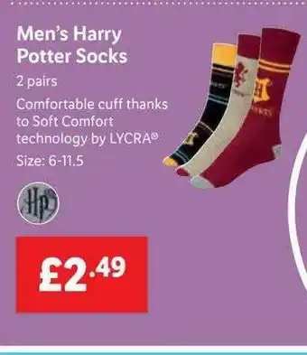 Lidl Mens Harry Potter Socks offer