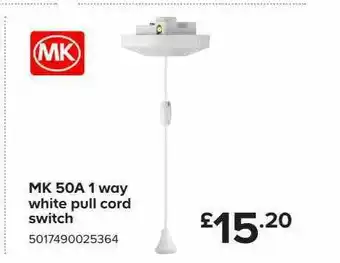 TradePoint 1 Way White Pull Cord Switch offer