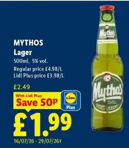 Lidl Mythos Lager offer