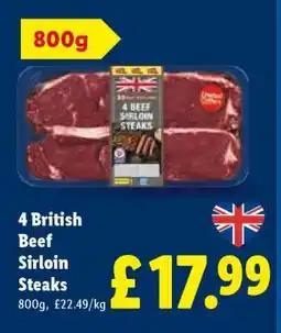 Lidl 4 British Beef Sirloin Steaks offer