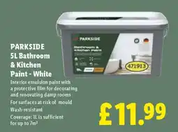 Lidl PARKSIDE 5L Bathroom & Kitchen Paint - White offer
