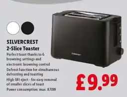 Lidl SILVERCREST 2 Slice Toaster offer