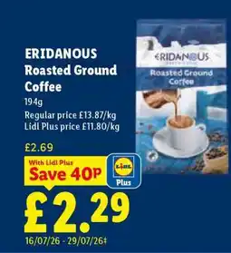 Lidl ERIDANOUS Roasted Ground Coffee offer