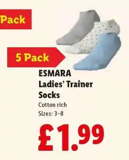Lidl ESMARA Ladies’ Trainer Socks offer