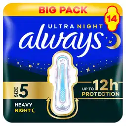 Iceland Always Ultra Sanitary Towels Heavy Flow Night (Size 5) Wings 14 Pads offer