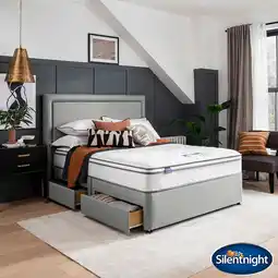 Costco Silentnight 1200 Pocket Memory Cushion Top Mattress & Slate Grey Divan in 4 Sizes offer