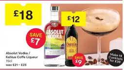 SuperValu Absolut Vodka / Kahlua Coffee Liqueur offer