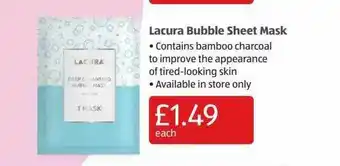 Aldi Lacura Bubble Sheet Mask offer