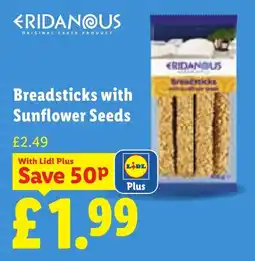 Lidl Eridanous breadsticks with sunflower seeds offer