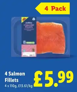 Lidl 4 Salmon Fillets offer