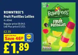 Lidl Rowntree's fruit pastilles lollies offer
