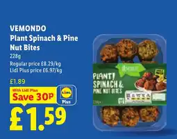 Lidl Vemondo plant spinach & pine nut bites offer