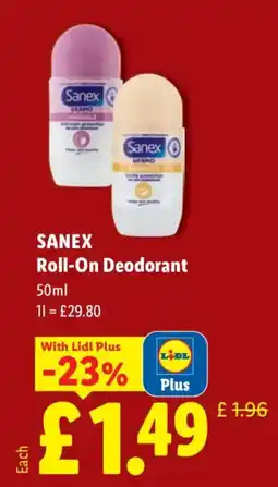 Lidl Sanex Roll-On Deodorant offer