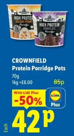 Lidl Crownfield protein porridge pots offer