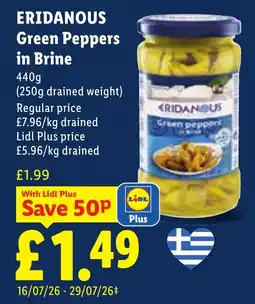 Lidl Eridanous green peppers in brine offer