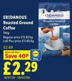 Lidl Eridanous roasted ground coffee offer