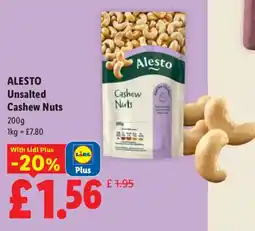 Lidl Alesto unsalted cashew nuts offer