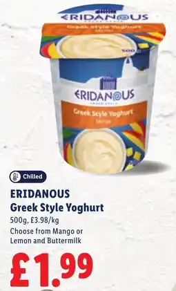 Lidl Eridanous Greek Style Yoghurt offer
