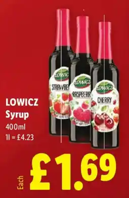 Lidl Lowicz syrup offer