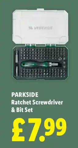 Lidl Parkside ratchet screwdriver & bit set offer