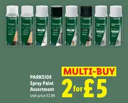 Lidl Parkside spray paint assortment offer