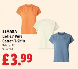 Lidl Esmara ladies' pure cotton t-shirt offer