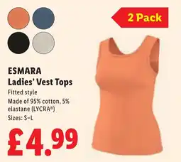 Lidl Esmara ladies' vest tops offer