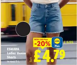 Lidl Es mara ladies' denim shorts offer