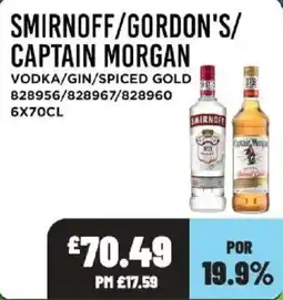 Bestway Smirnoff/gordon's/captain morgan vodka/gin/spiced gold offer