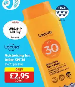 Aldi Lacura moisturising sun lotion spf 30 offer
