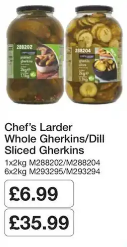 Booker Wholesale Chef's Larder Whole Gherkins/ Dill Sliced Gherkins offer