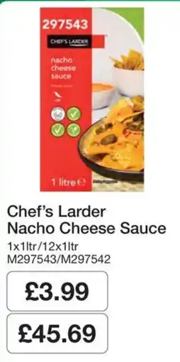 Booker Wholesale Chef's Larder Nacho Cheese Sauce offer