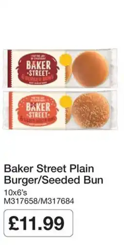 Booker Wholesale Baker Street plain burger/seeded bun offer