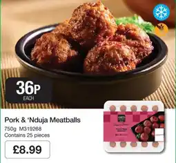 Booker Wholesale Chefs Meat Pork & 'Nduja Meatballs offer